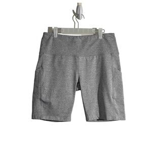 Firm Abs High Waisted Gray Power Gym‎ Shorts Double Side Pockets Women's Size XL